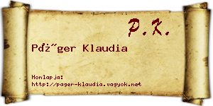 Páger Klaudia névjegykártya